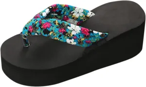 Sandals for Women Thick Bottom Floral Flip Flops Beach Wide Width Ladies Sandals Women