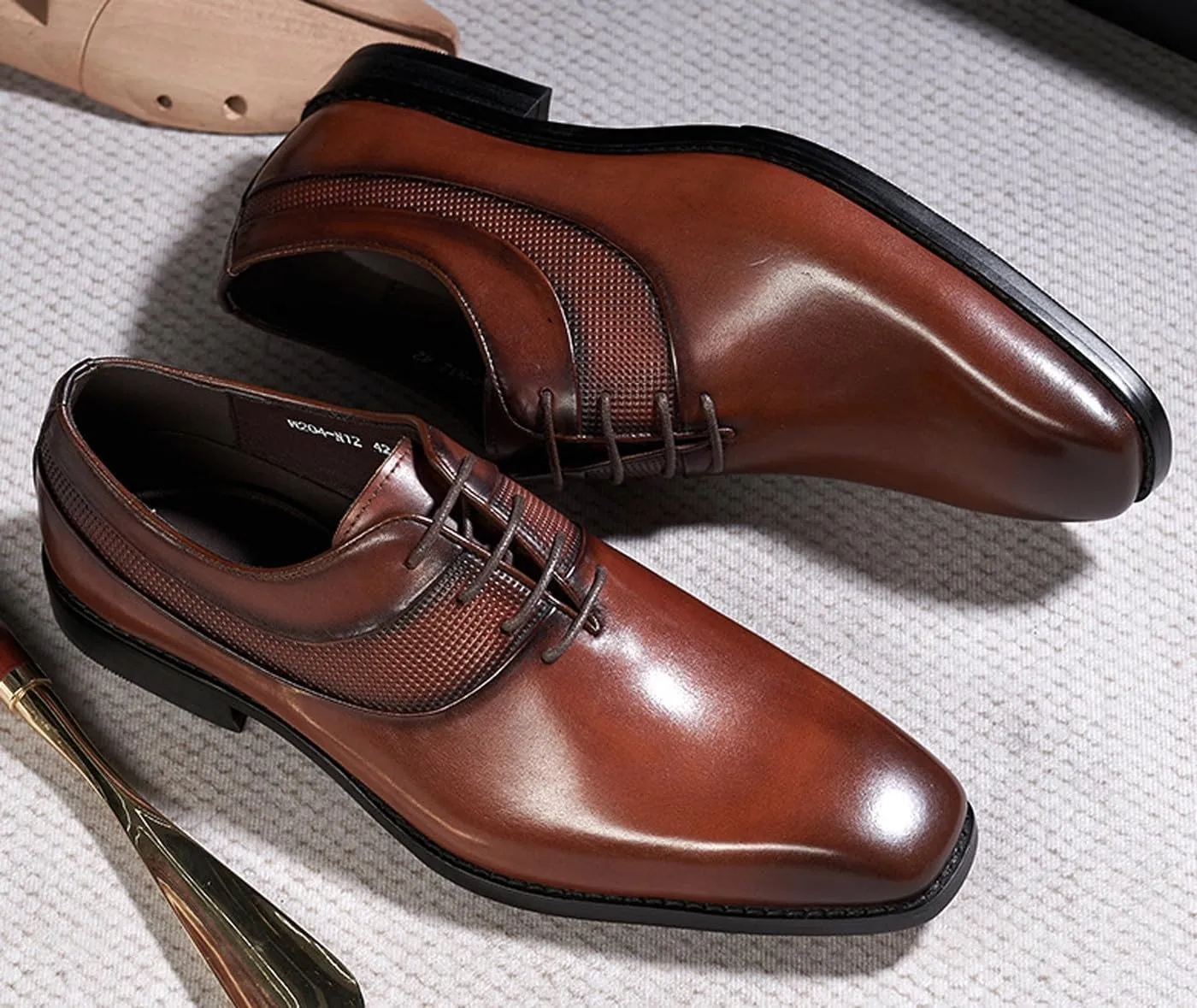 Santimon Men's Oxfords Formal Dress Genunie Leather Plain Toe Suit Shoes Men's Fashion Prom Wedding Business Causal Derby Comfortable Tuxedo Shoes for Men