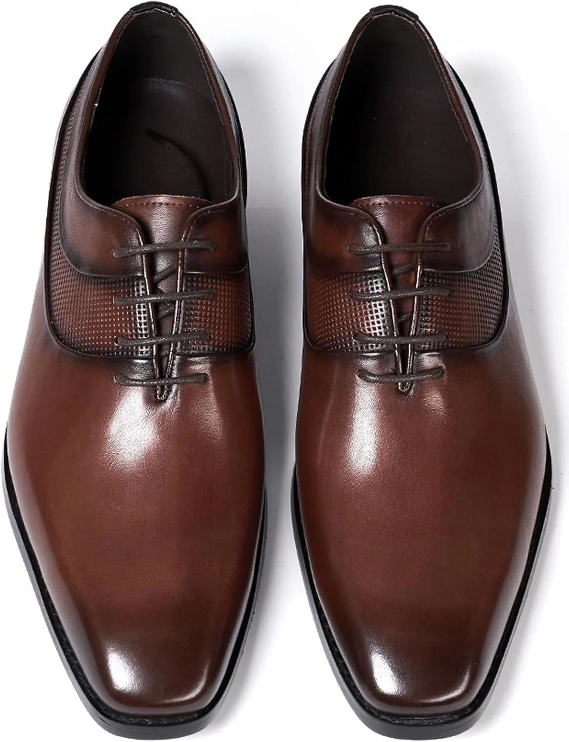 Santimon Men's Oxfords Formal Dress Genunie Leather Plain Toe Suit Shoes Men's Fashion Prom Wedding Business Causal Derby Comfortable Tuxedo Shoes for Men