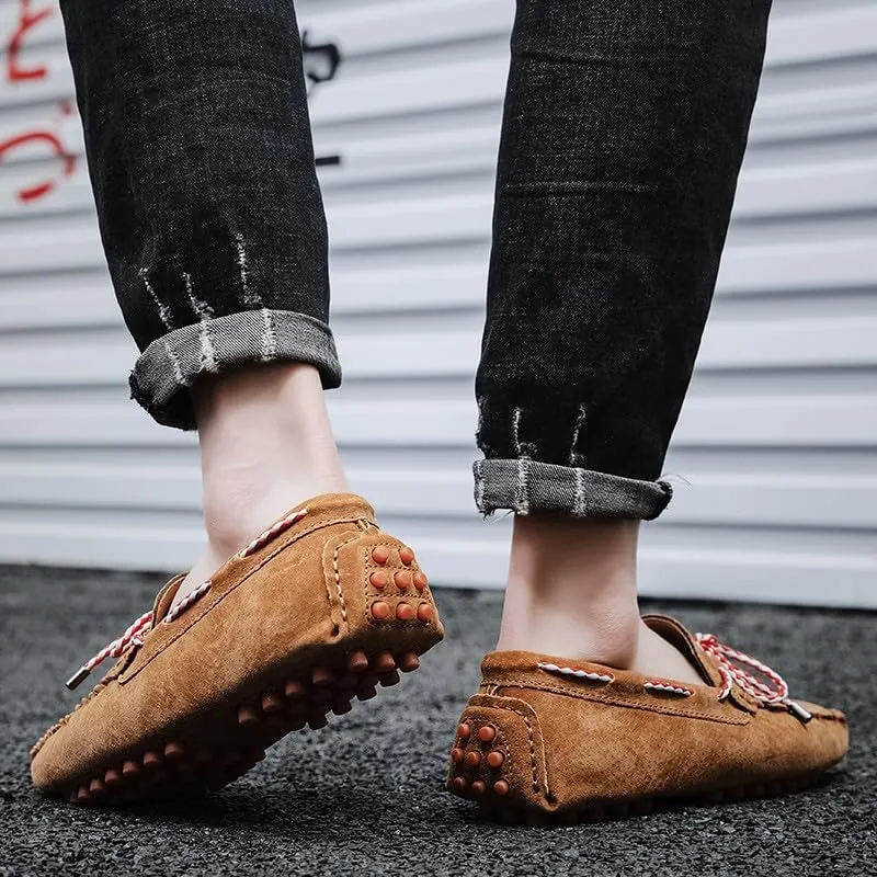 Santimon Men's Suede Loafers Moccasin Driving Shoes Slip On Flats Boat Shoes
