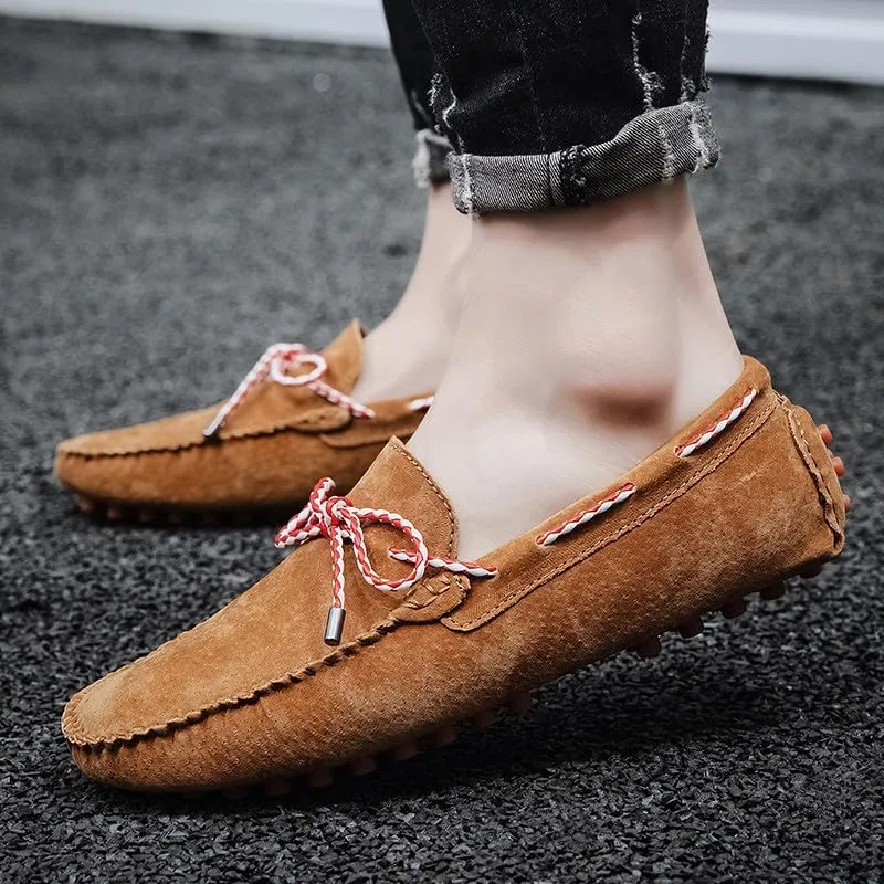 Santimon Men's Suede Loafers Moccasin Driving Shoes Slip On Flats Boat Shoes