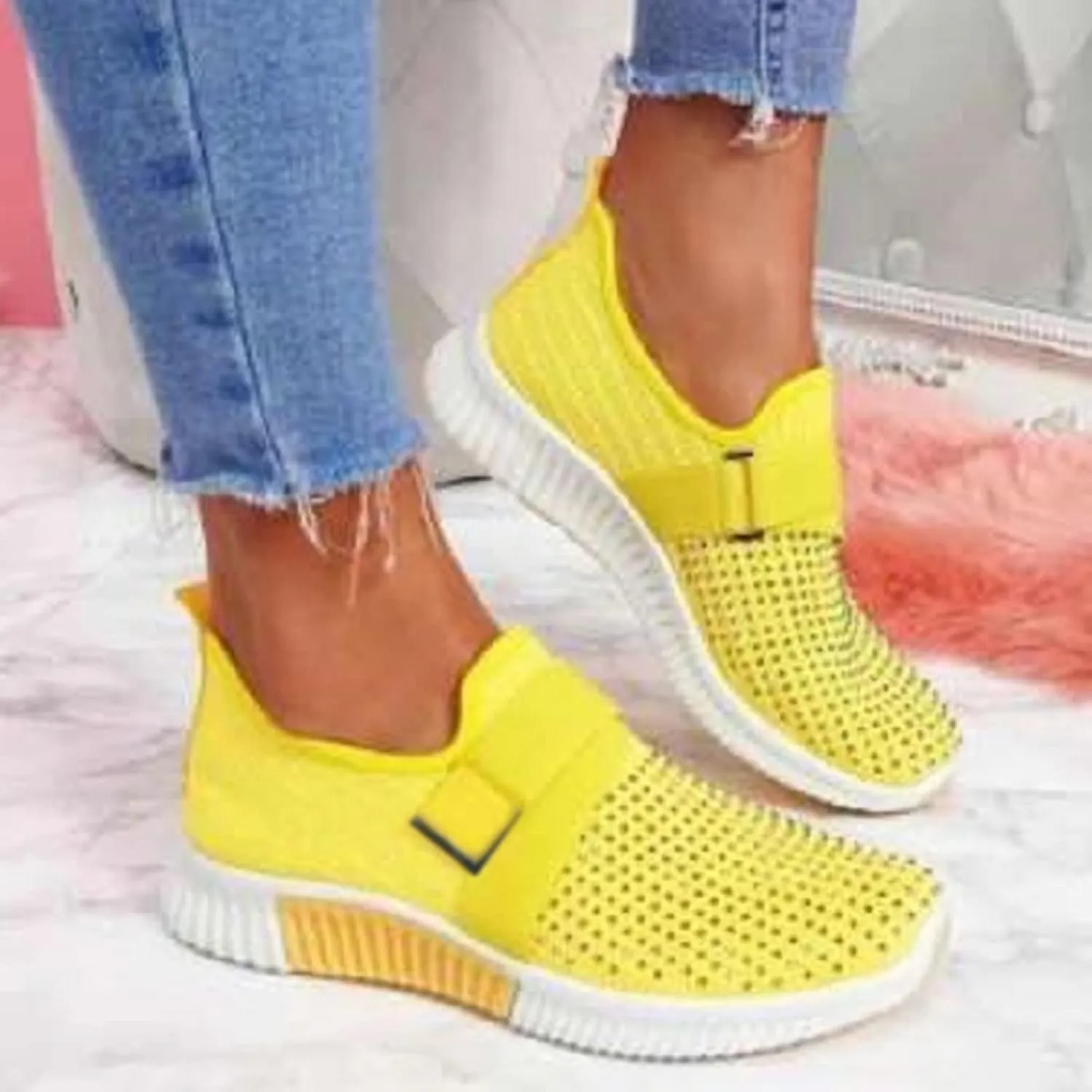 SBGMoSJ Black Platform Sneakers for Women Women's Athletic Shoes Wide Width Womens Shoes Casual Fall Loafers Womens Fashion Sneakers Lightweight Walking Casual Slip Ons Athletic Shoes Women Running