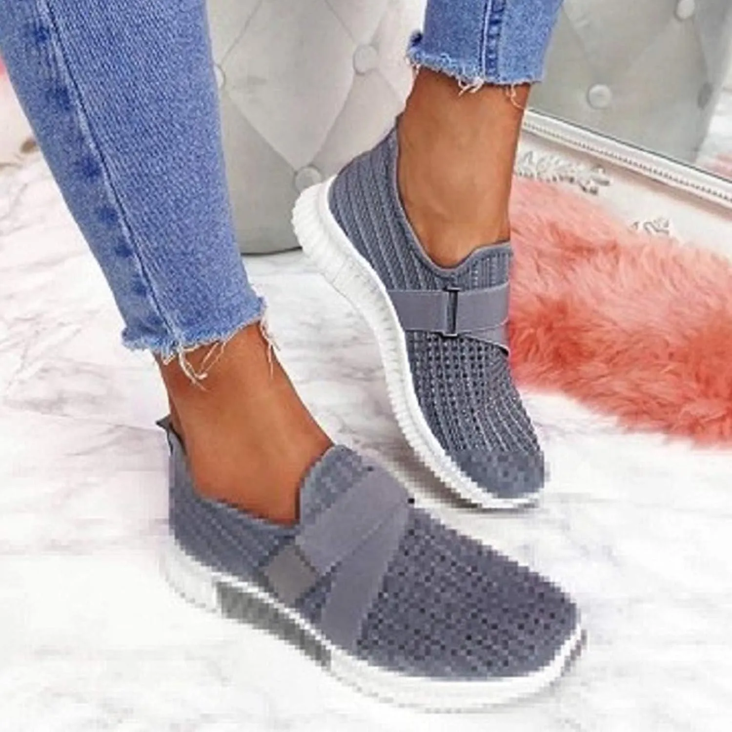 SBGMoSJ Black Platform Sneakers for Women Women's Athletic Shoes Wide Width Womens Shoes Casual Fall Loafers Womens Fashion Sneakers Lightweight Walking Casual Slip Ons Athletic Shoes Women Running