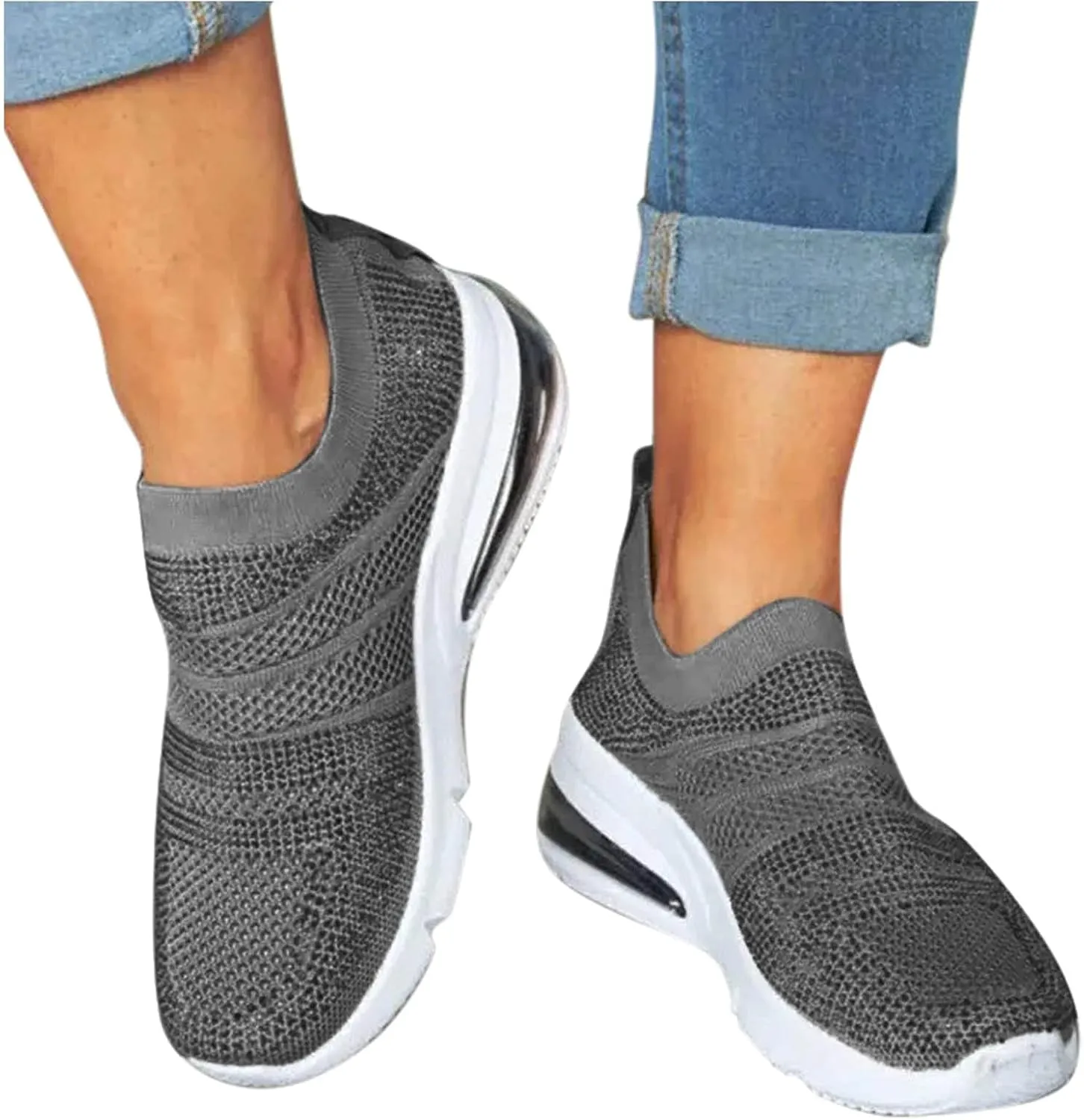 SBGMoSJ Extra Wide Women Walking Sneakers Size 8 X Wide Fall Dress Shoes for Women 2023 Comfy Walking Shoes for Women Slip Ons Womens Black Sneakers Size 9.5 Wide Zapatillas Sin Cordones para Mujer
