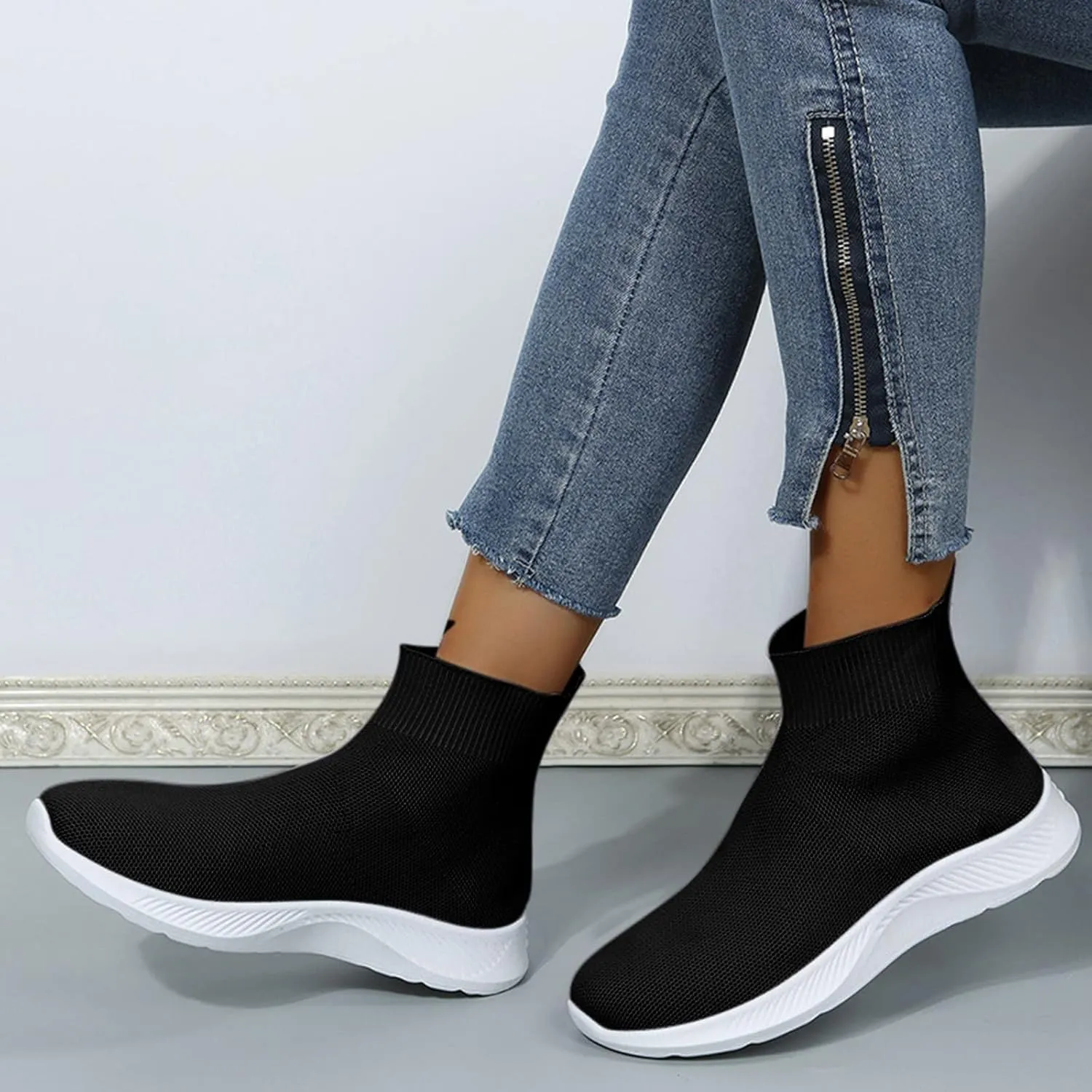 SBGMoSJ Wedge Sneakers for Women Dressy Women's All White Athletic Shoes Womens Slip On Tennis Shoes Size 11 Womens Running Shoes Tenis Ortopedicos para Mujer Dolor En Los Pieslimpiar El Aire