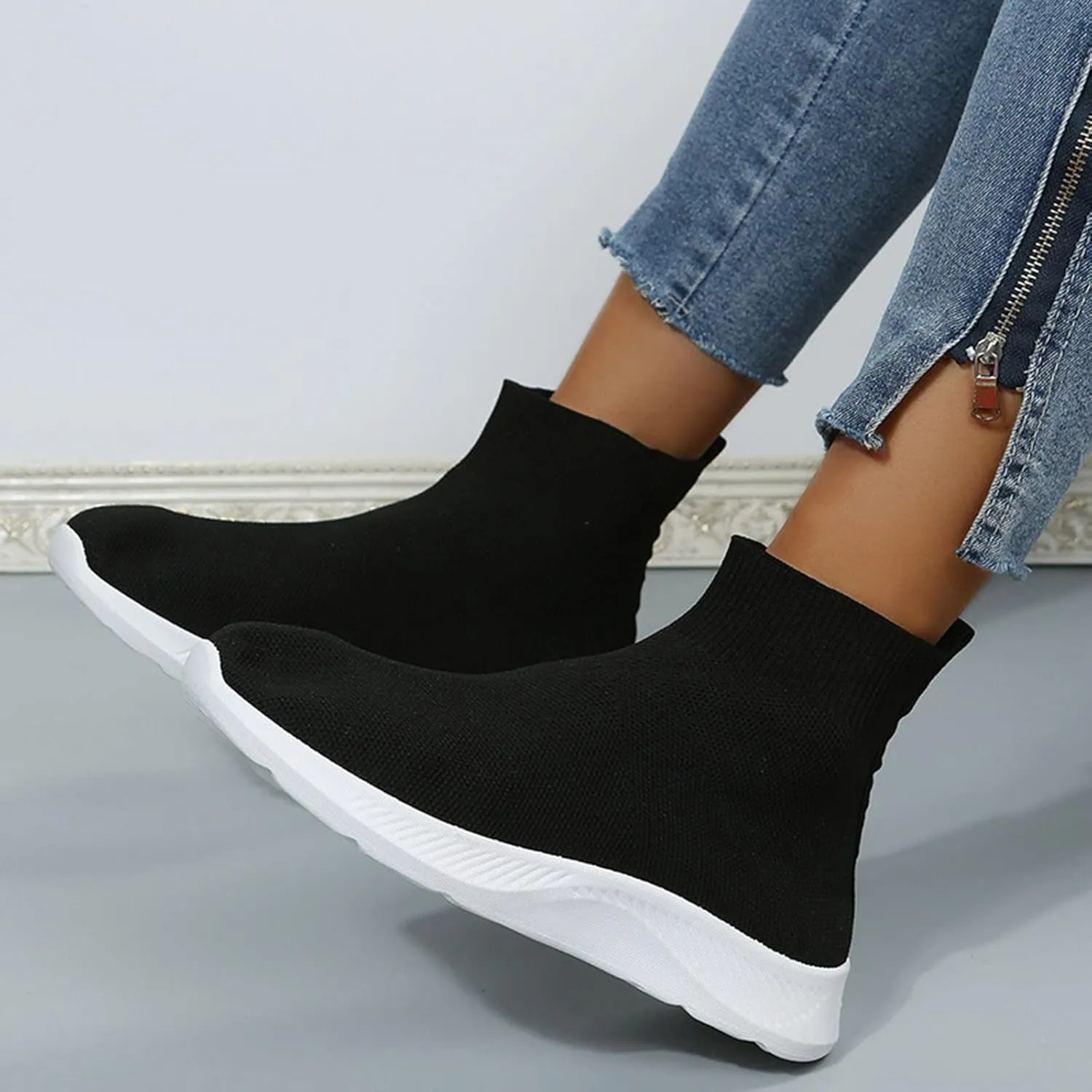SBGMoSJ Wedge Sneakers for Women Dressy Women's All White Athletic Shoes Womens Slip On Tennis Shoes Size 11 Womens Running Shoes Tenis Ortopedicos para Mujer Dolor En Los Pieslimpiar El Aire