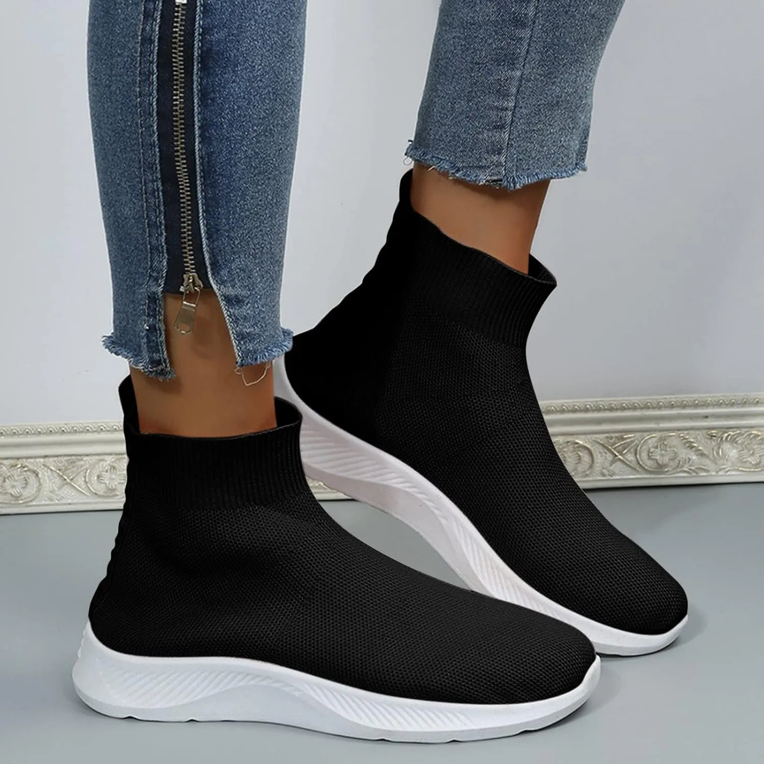 SBGMoSJ Wedge Sneakers for Women Dressy Women's All White Athletic Shoes Womens Slip On Tennis Shoes Size 11 Womens Running Shoes Tenis Ortopedicos para Mujer Dolor En Los Pieslimpiar El Aire