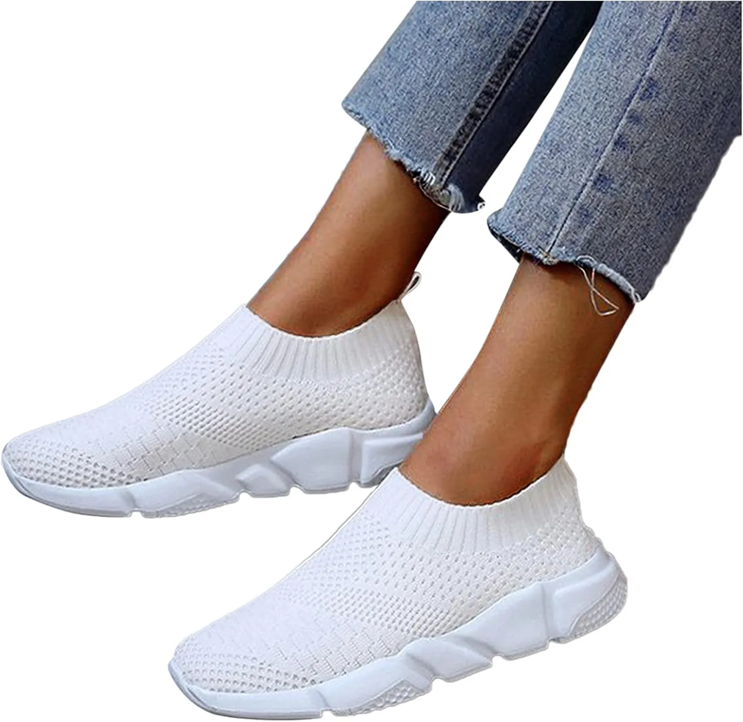 SBGMoSJ White Platform Sneakers for Women Wide Zapatillas Blancas para Mujer Elegantes Womens Black Athletic Shoes Size 9 Plantar Fasciitis Work Shoes Women Non Slip Women's Hiking Shoes Wide Width