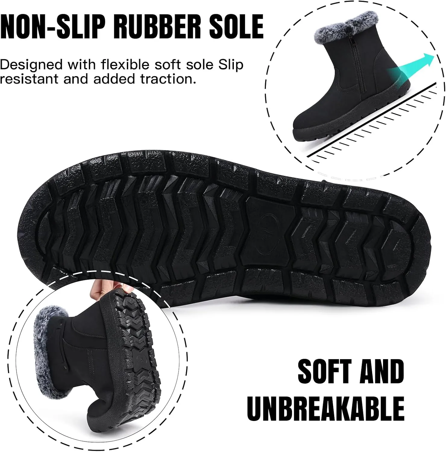 SHIBEVER Winter Boots for Women Snow: Waterproof Warm Womens Booties - Ankle Fur Lined Insulated Winter Boots