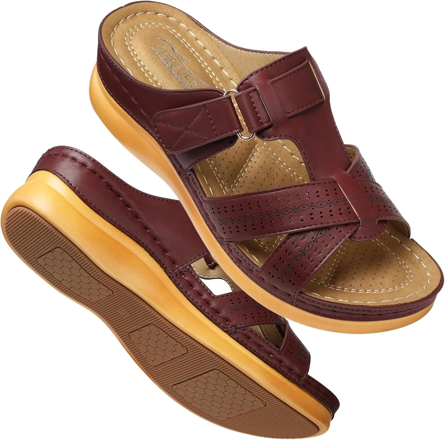 SHIBEVER Womens Sandals Wedge Comfortable: Orthopedic Wedge Sandalias Women - Slip on Platform Sandals