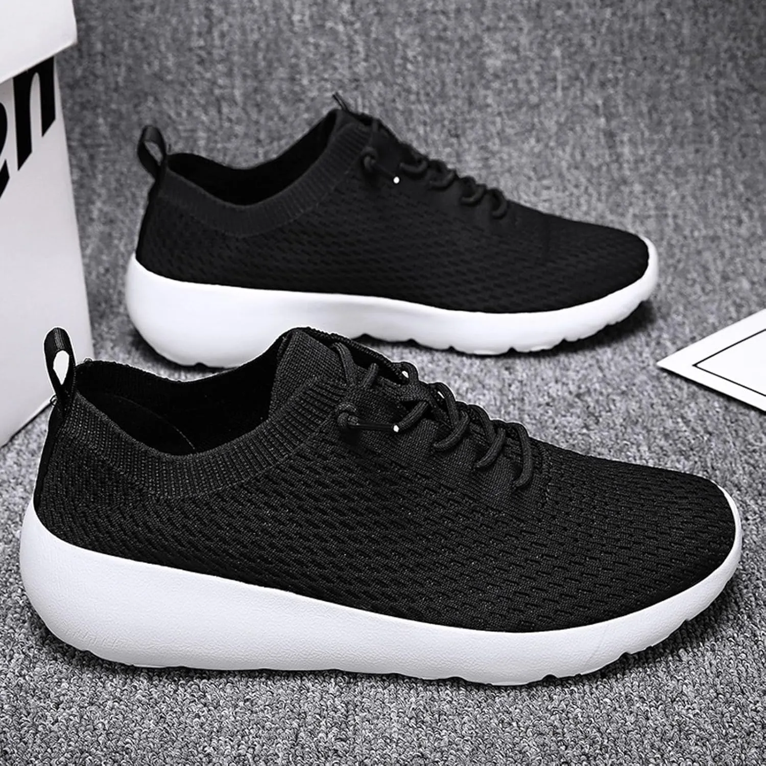 Shoes Men Slip on Sneakers Men Men's Comfortable Light Weight Slip on Shoes Men's Sneakers Non Running Lightweight Workout Black Casual for Skate for