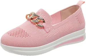 Slip On Loafers for Women Mesh Breathable Platform Wedge Sneaker Wide Width Running Sneaker Vacation Work Nurse Shoes
