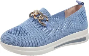 Slip On Loafers for Women Mesh Breathable Platform Wedge Sneaker Wide Width Running Sneaker Vacation Work Nurse Shoes