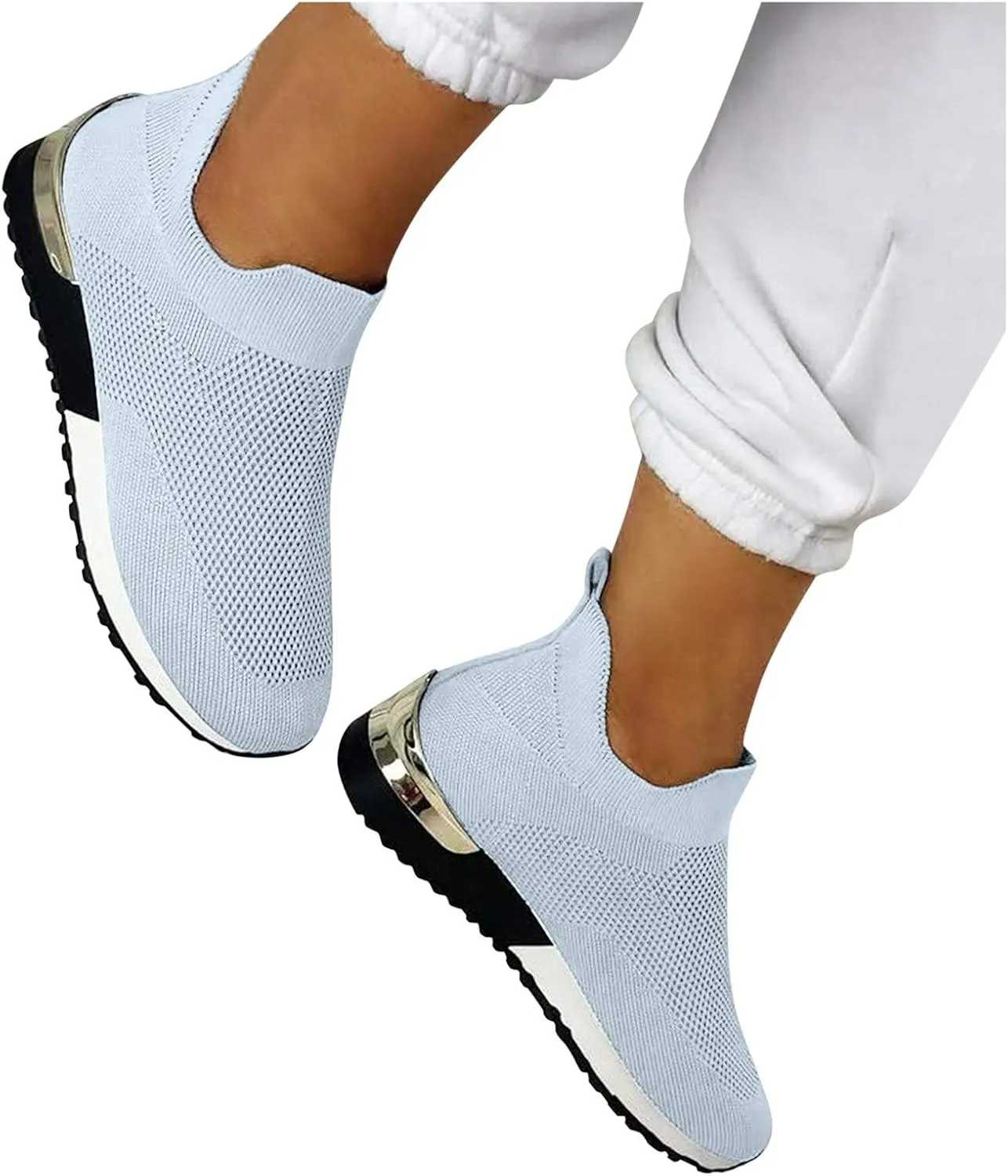 Slip On Trainers for Women, Breathable Road Running Shoes Arch Support Sneakers for Gym Fitness Jogging Walking
