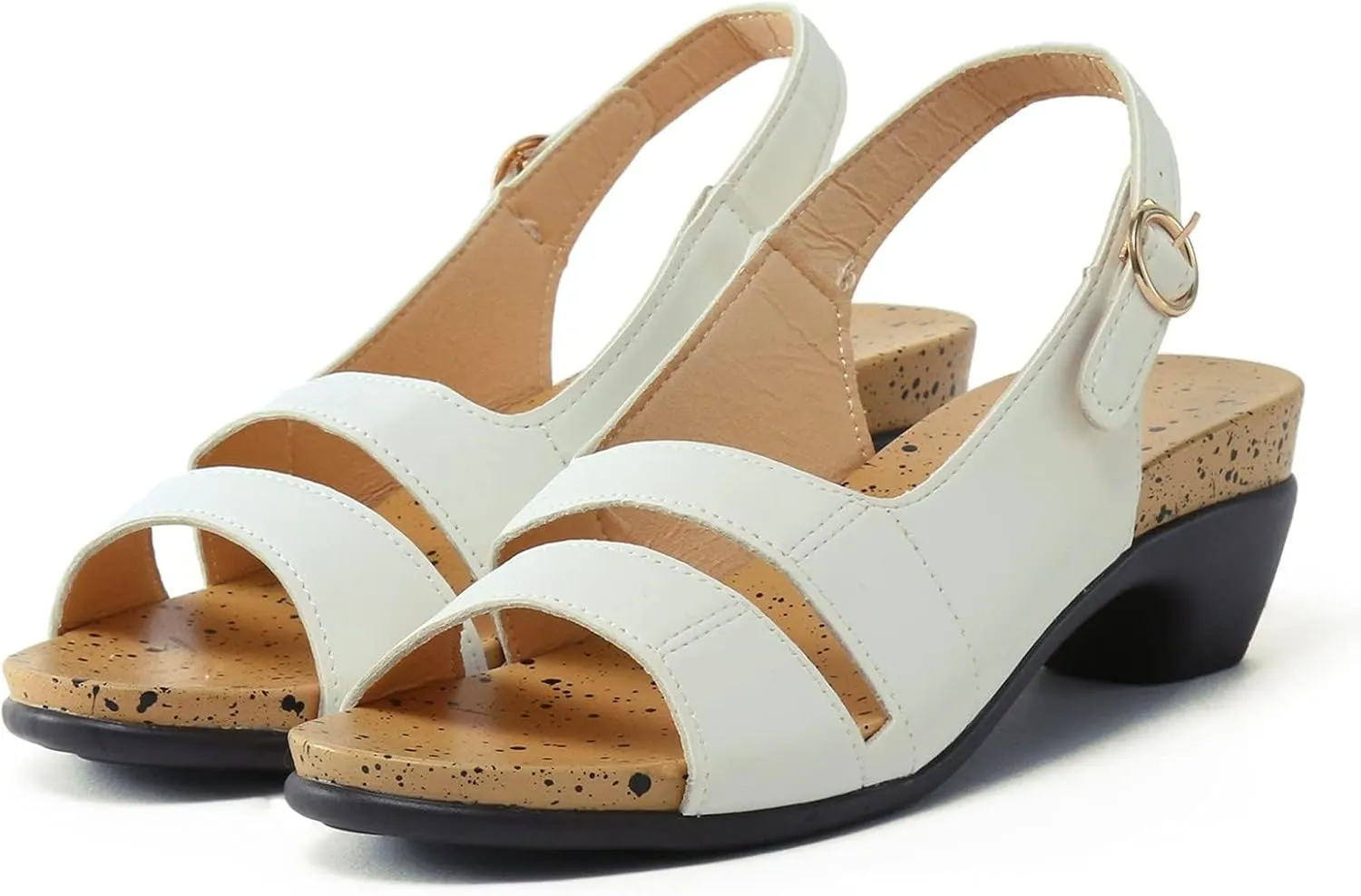 Smoneyful Women's Comfortable Elegant Low Chunky Block Heel Peep Toe Ankle Strap Sandals for Wedding Dress