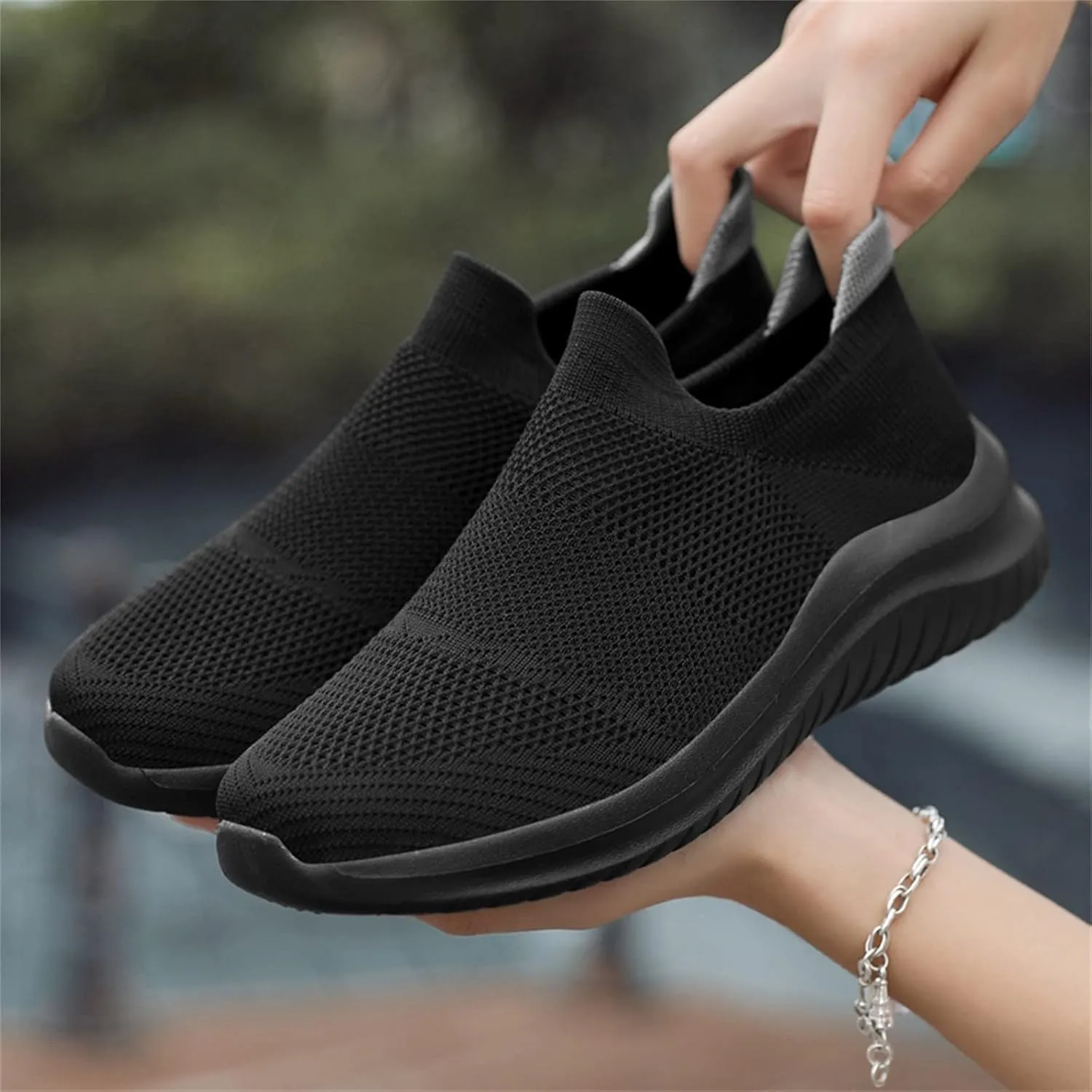 Sneakers for Women Running Shoes Slip On Casual Running Shoes for Women Mesh Breathable Dressy Casual Shoes Platform Sneakers Black Tennis Shoe White Loafers