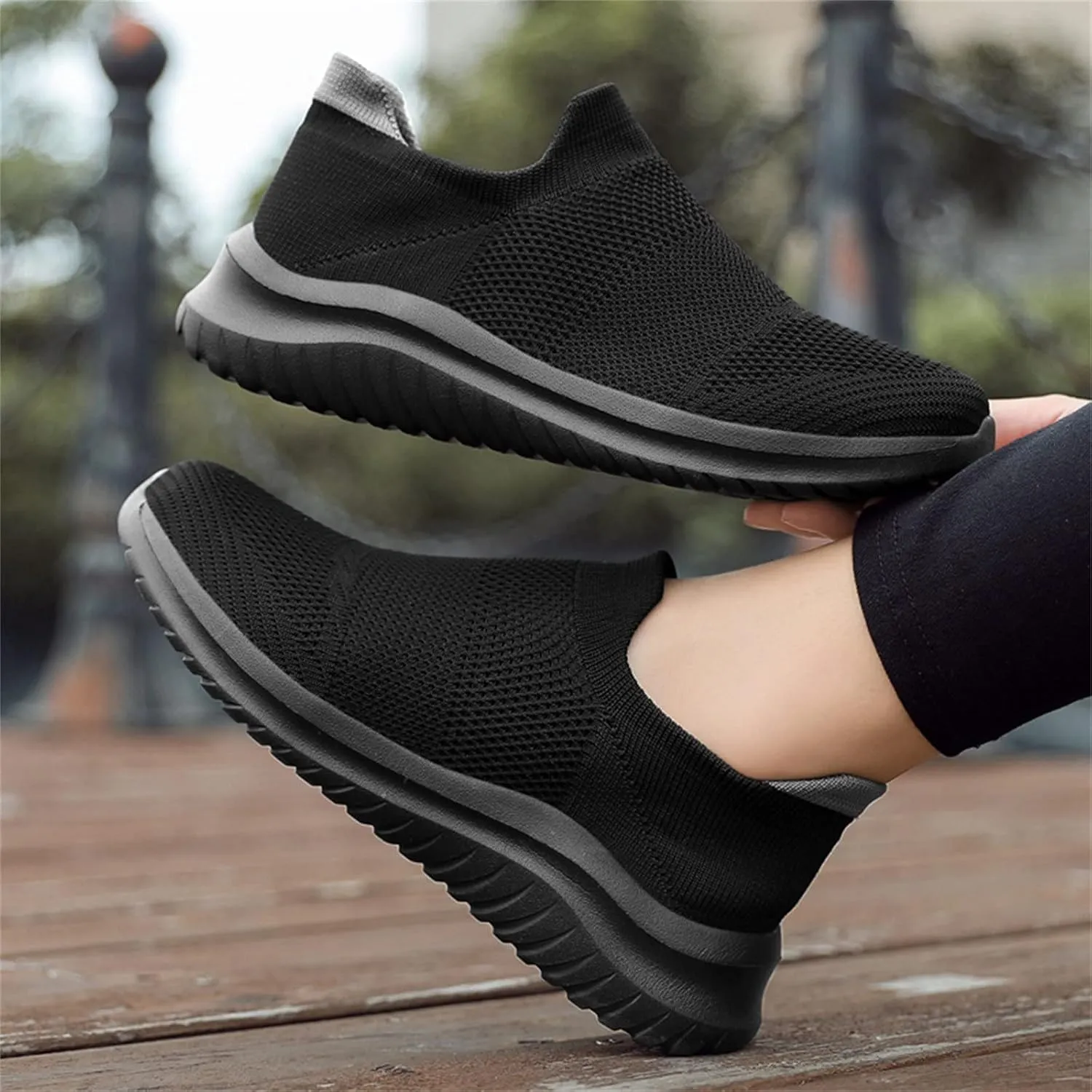 Sneakers for Women Running Shoes Slip On Casual Running Shoes for Women Mesh Breathable Dressy Casual Shoes Platform Sneakers Black Tennis Shoe White Loafers