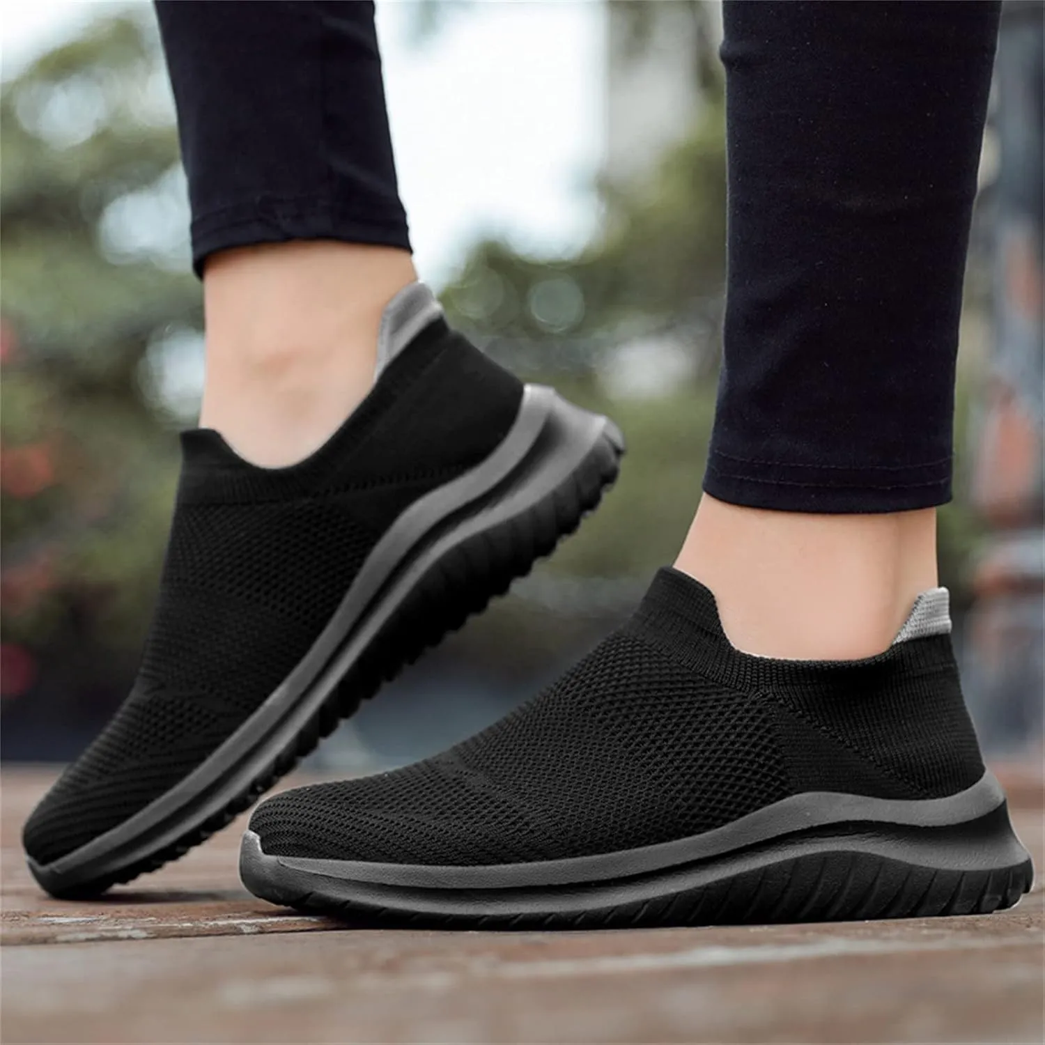 Sneakers for Women Running Shoes Slip On Casual Running Shoes for Women Mesh Breathable Dressy Casual Shoes Platform Sneakers Black Tennis Shoe White Loafers