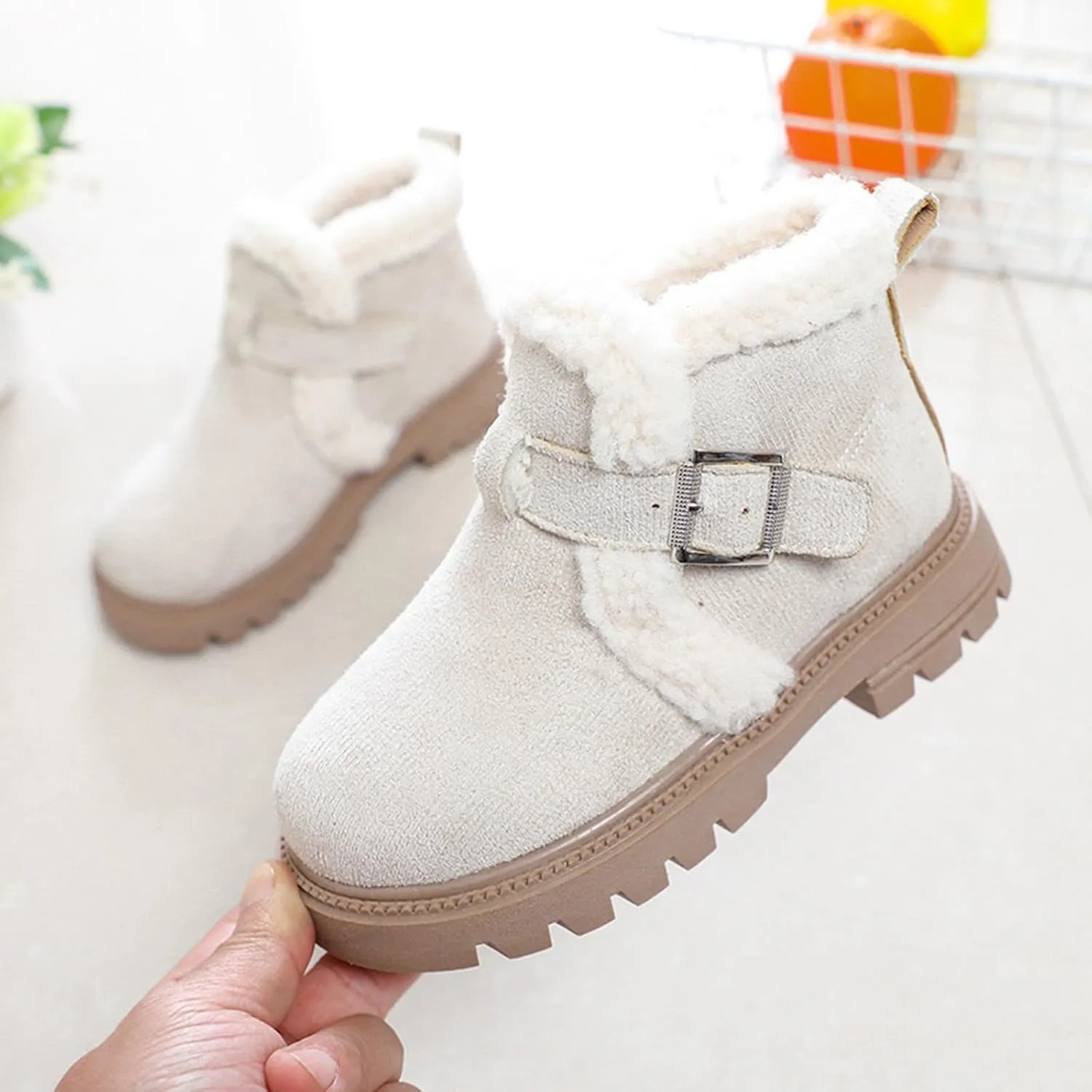 Snow Boots for Girls Boots Kids Boys Girls Winter Zipper Warm Faux Fur Fuzzy Cozy Walking Ankle Boots