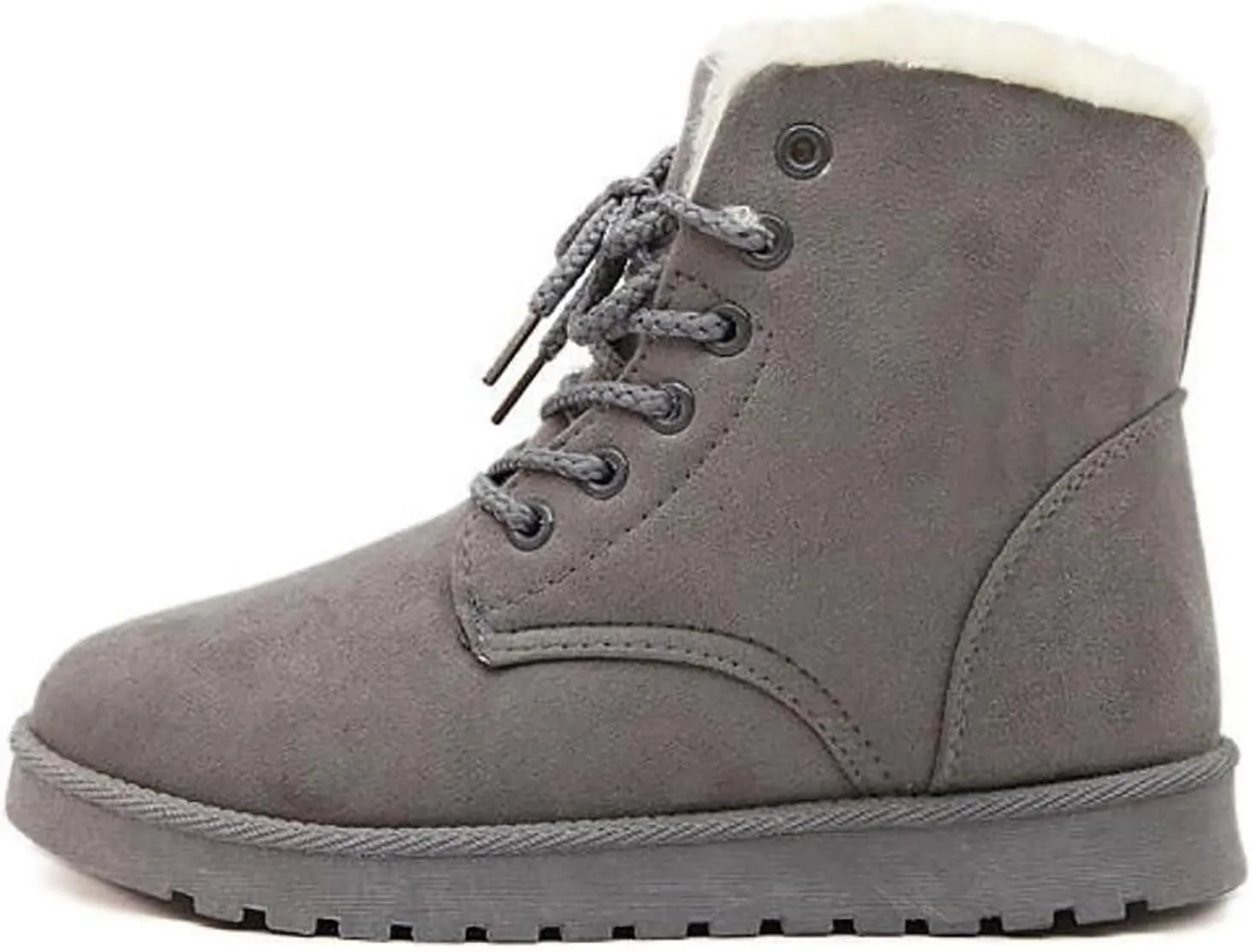Snow Boots for Women Faux Furry Lined Ankle Booties Low Heel Suede Leather Lace Up Boots Casual Comfort Slip on Fall Winter Short Boots Side Zipper Wide Width Ladies Boots Women Booties