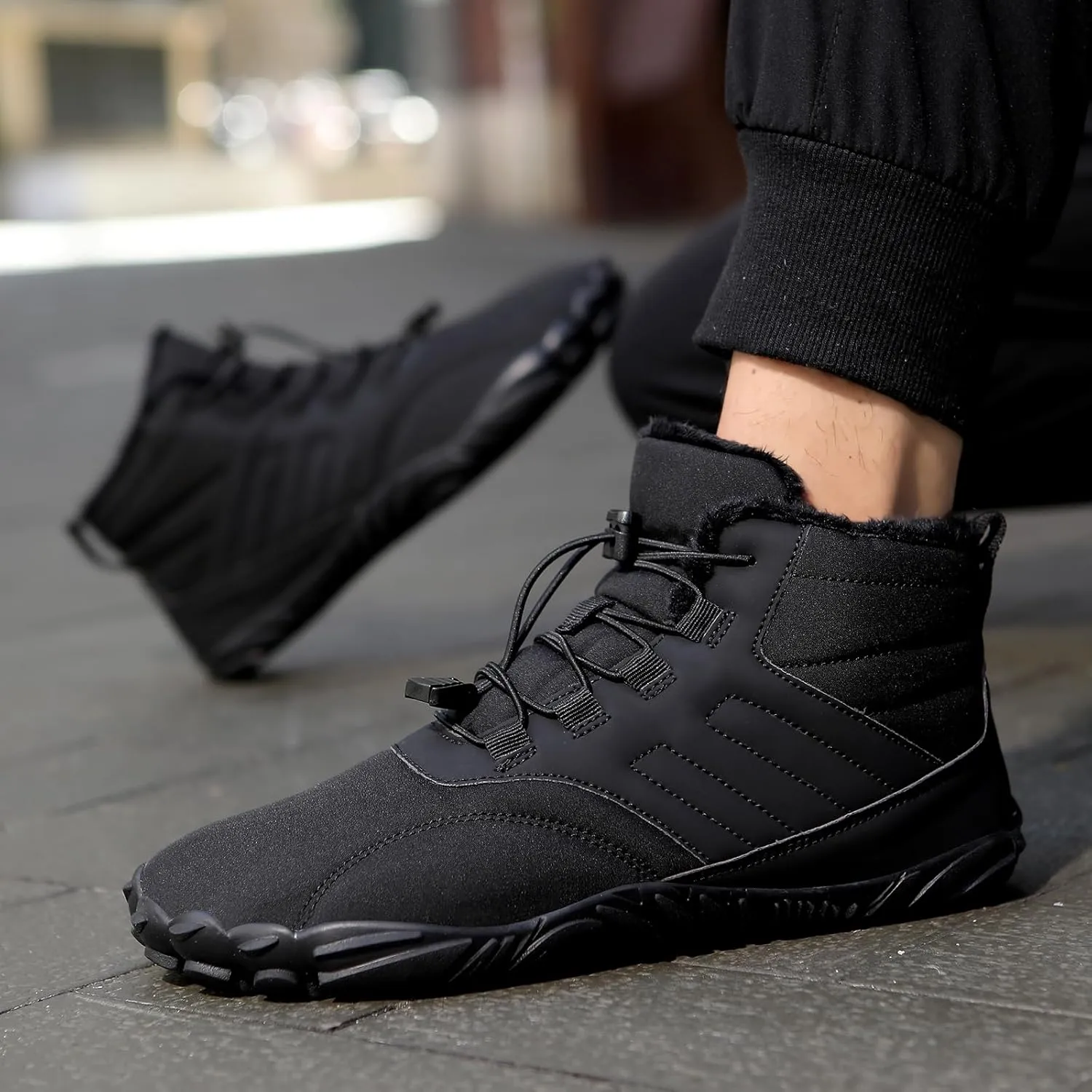 Snow Boots for Women&Men Winter Boots Barefoot Women's Men's Warm Faux Fur Lined Waterproof Snow Sneakers Wide Toe Box Zero Drop Ankle Booties Slip On Minimalist Barefoot Winter Casual Shoes