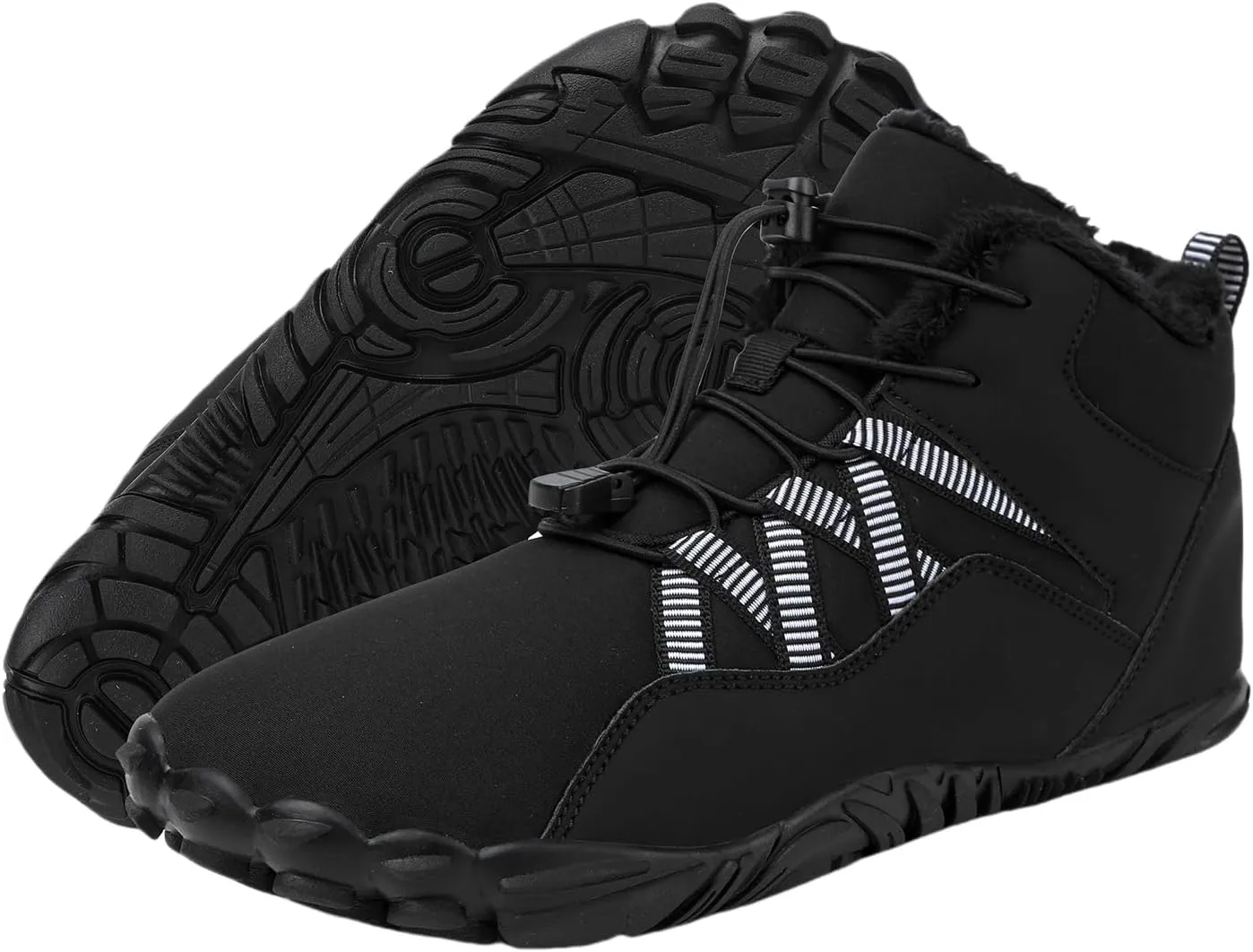 Snow Boots for Women&Men Winter Boots Barefoot Women's Men's Warm Faux Fur Lined Waterproof Snow Sneakers Wide Toe Box Zero Drop Ankle Booties Slip On Minimalist Barefoot Winter Casual Shoes