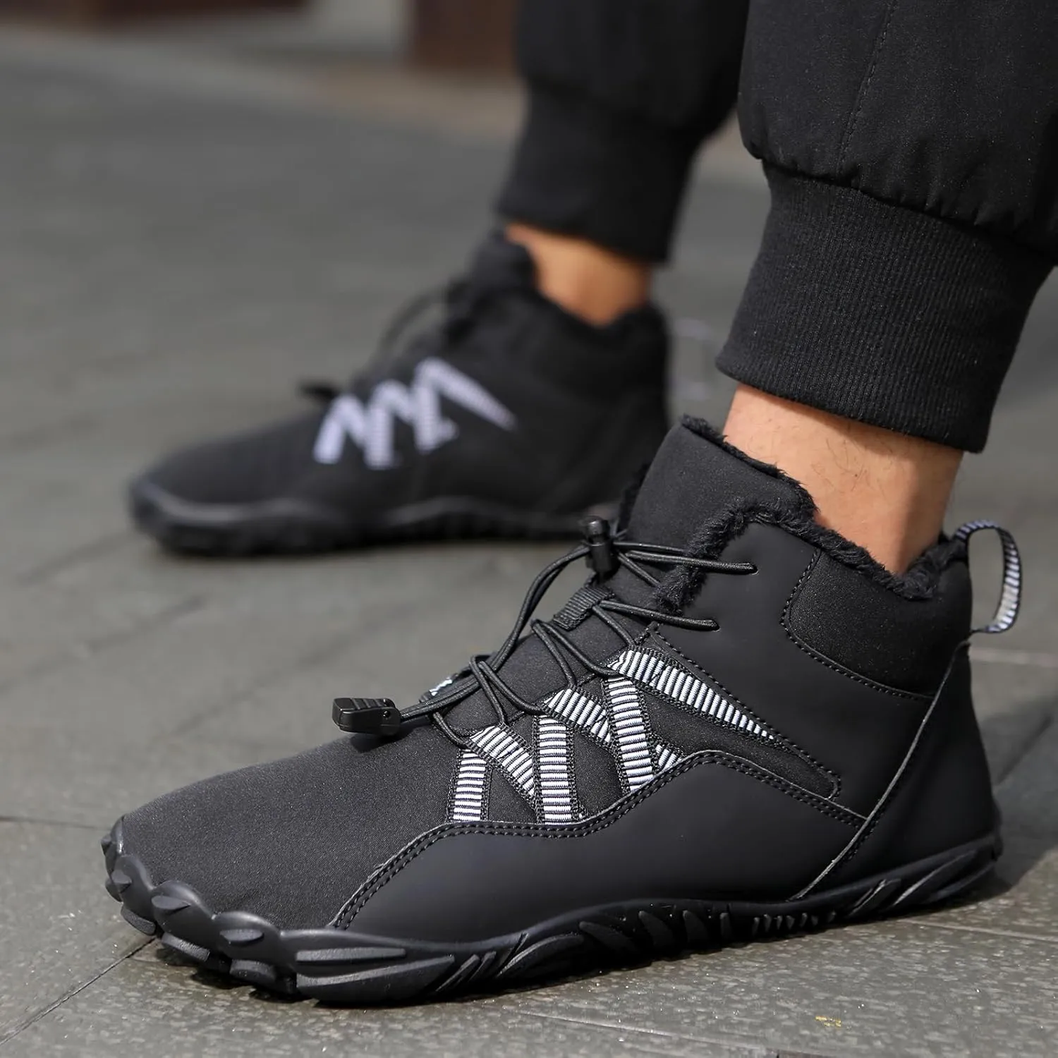 Snow Boots for Women&Men Winter Boots Barefoot Women's Men's Warm Faux Fur Lined Waterproof Snow Sneakers Wide Toe Box Zero Drop Ankle Booties Slip On Minimalist Barefoot Winter Casual Shoes