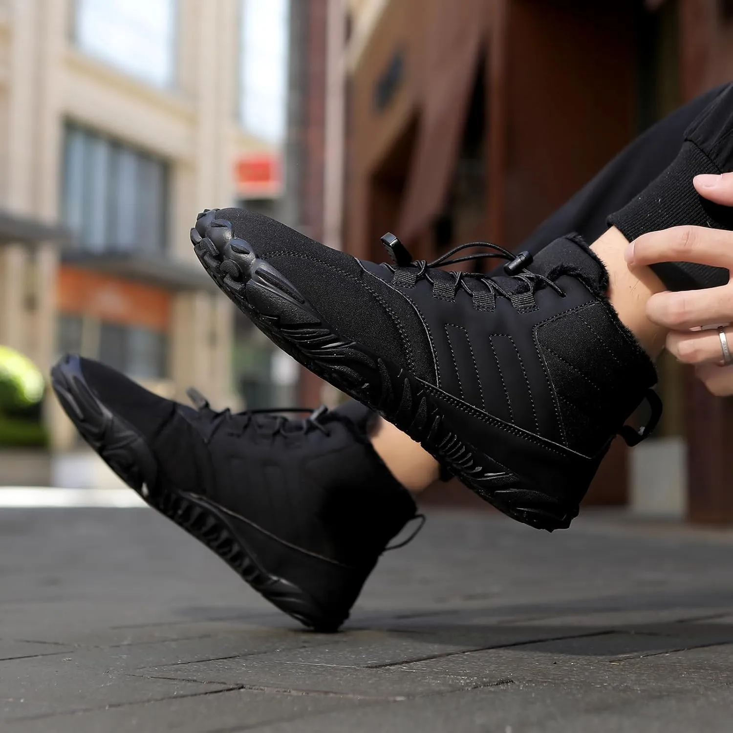 Snow Boots for Women&Men Winter Boots Barefoot Women's Men's Warm Faux Fur Lined Waterproof Snow Sneakers Wide Toe Box Zero Drop Ankle Booties Slip On Minimalist Barefoot Winter Casual Shoes