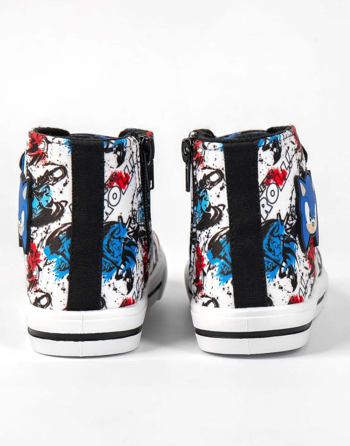 Sonic The Hedgehog Boys High-Top Trainers with Hook and Loop Strap | Shadow The Hedgehog Kids Black Blue Red Grafik Footwear
