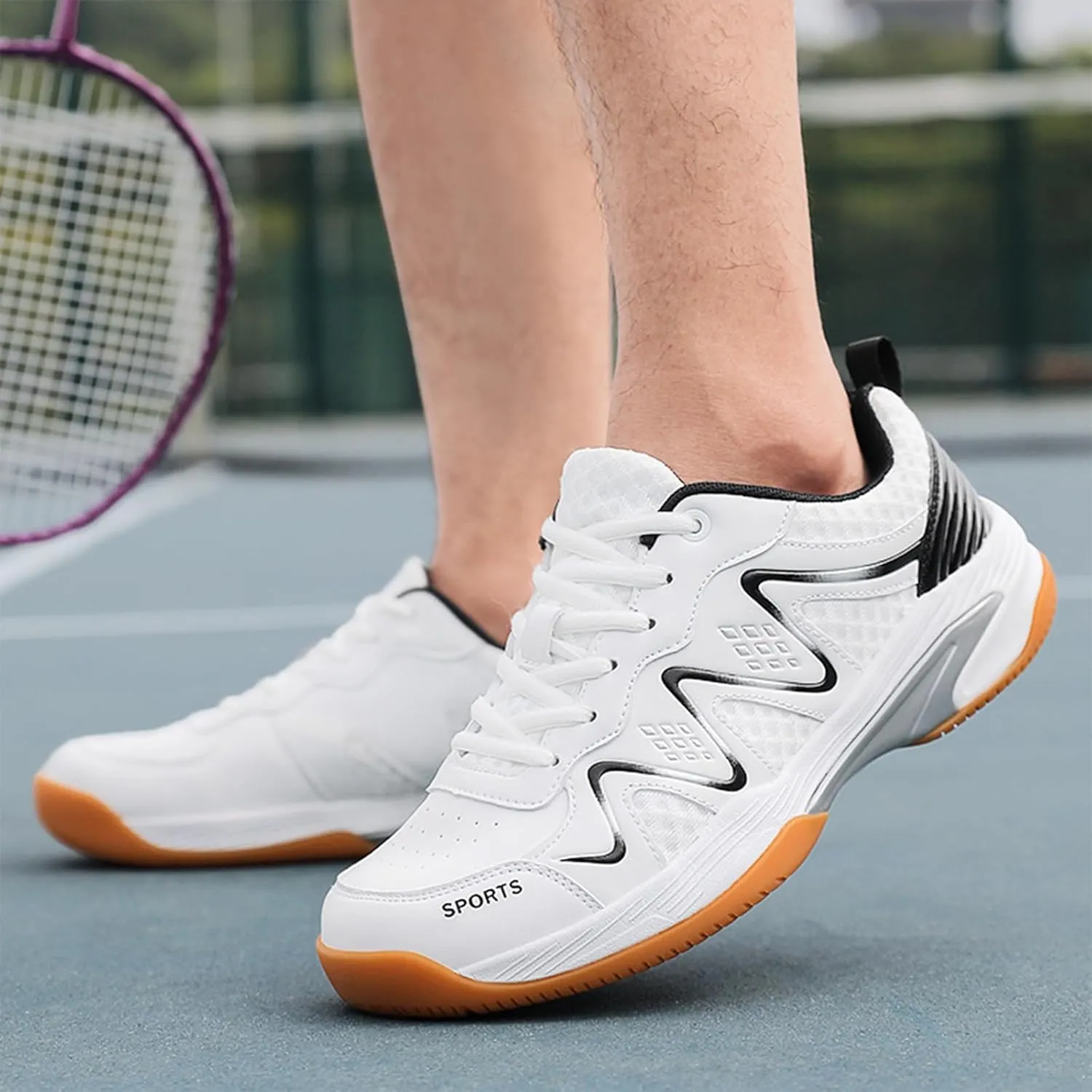 Tennis Pickleball Court Shoes for Mens Non Slip Comfort Casual Badminton Sneakers for Table Tennis Volleyball Sport