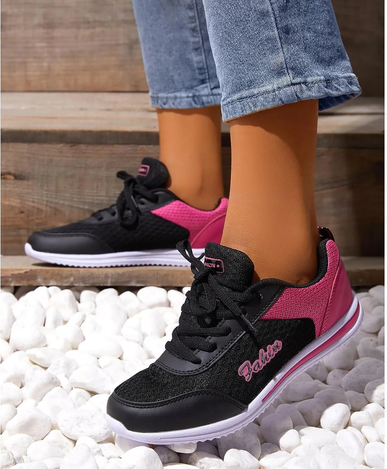 Trainers for Women, Casual Breathable Orthopedic Sneakers Womens Lightweight Walking Running Lace Up Shoes