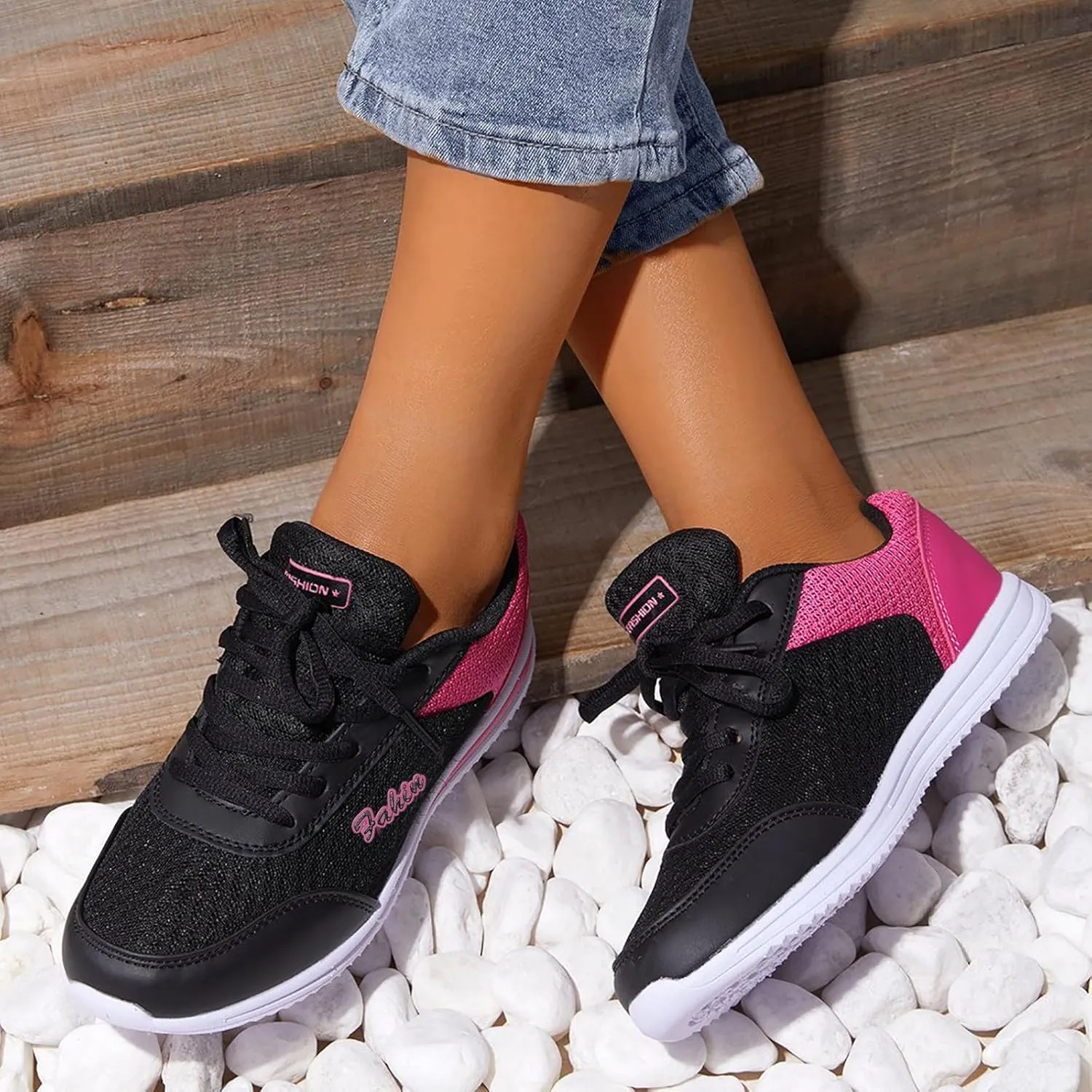 Trainers for Women, Casual Breathable Orthopedic Sneakers Womens Lightweight Walking Running Lace Up Shoes