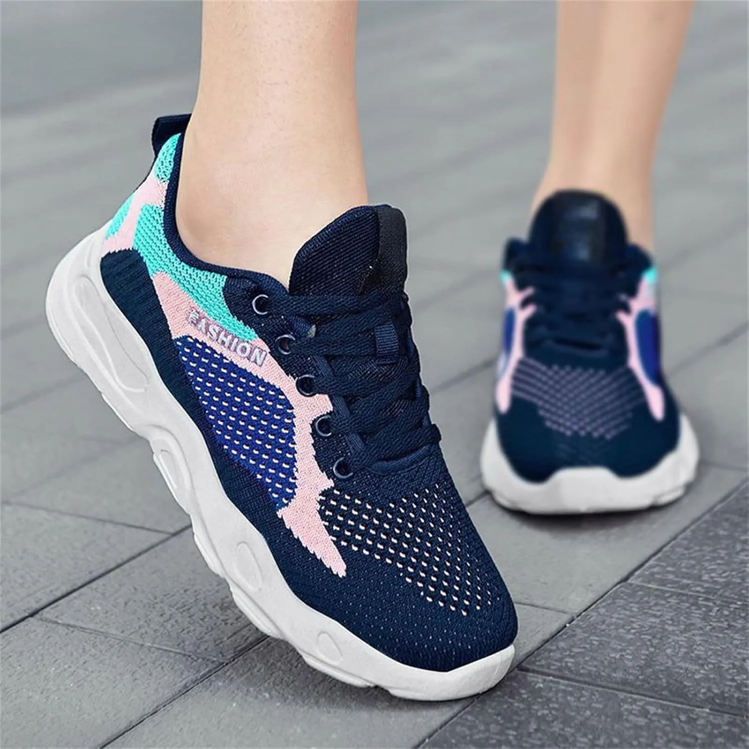 Trainers Women, Running Shoes Sport Casual Air Cushion Sneakers Low Top Footwear Waking Fitness Lace up