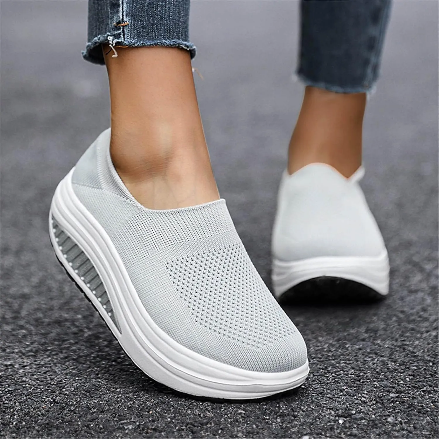 Trainers Women, Womens Running Sports Sneakers Summer Lightweight Breathable Slip On Shoes for Tennis Athletic Jogging