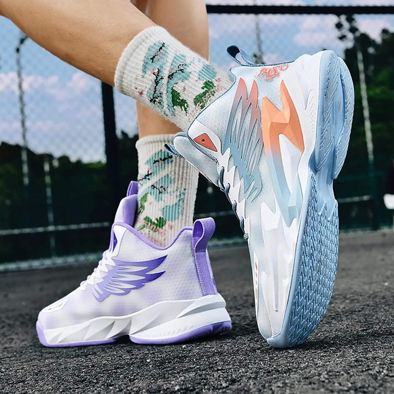 Unisex Basketball Shoes Anti Slip Wear-Resistant Breathable Fashionable Rubber Sole Training Boots