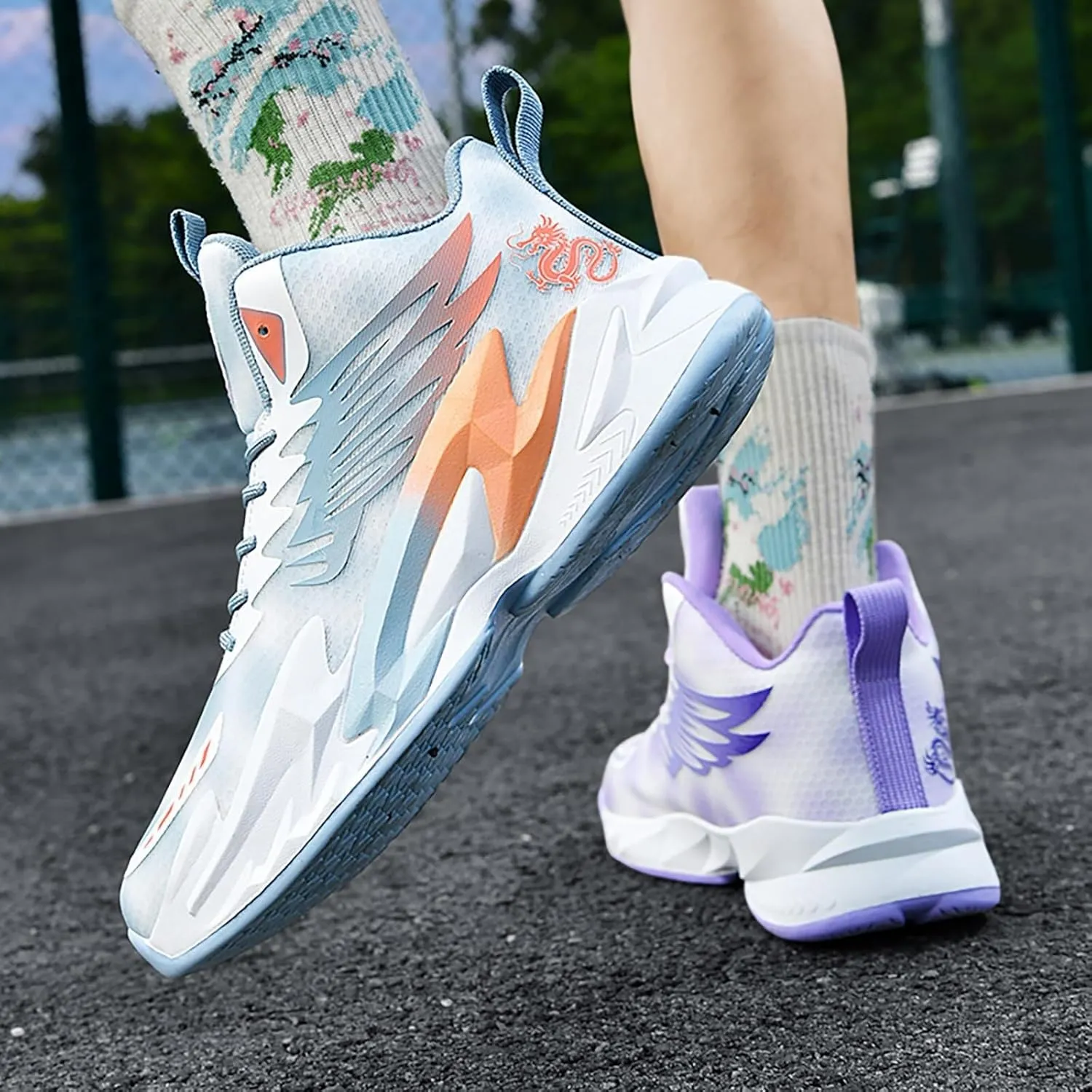 Unisex Basketball Shoes Anti Slip Wear-Resistant Breathable Fashionable Rubber Sole Training Boots