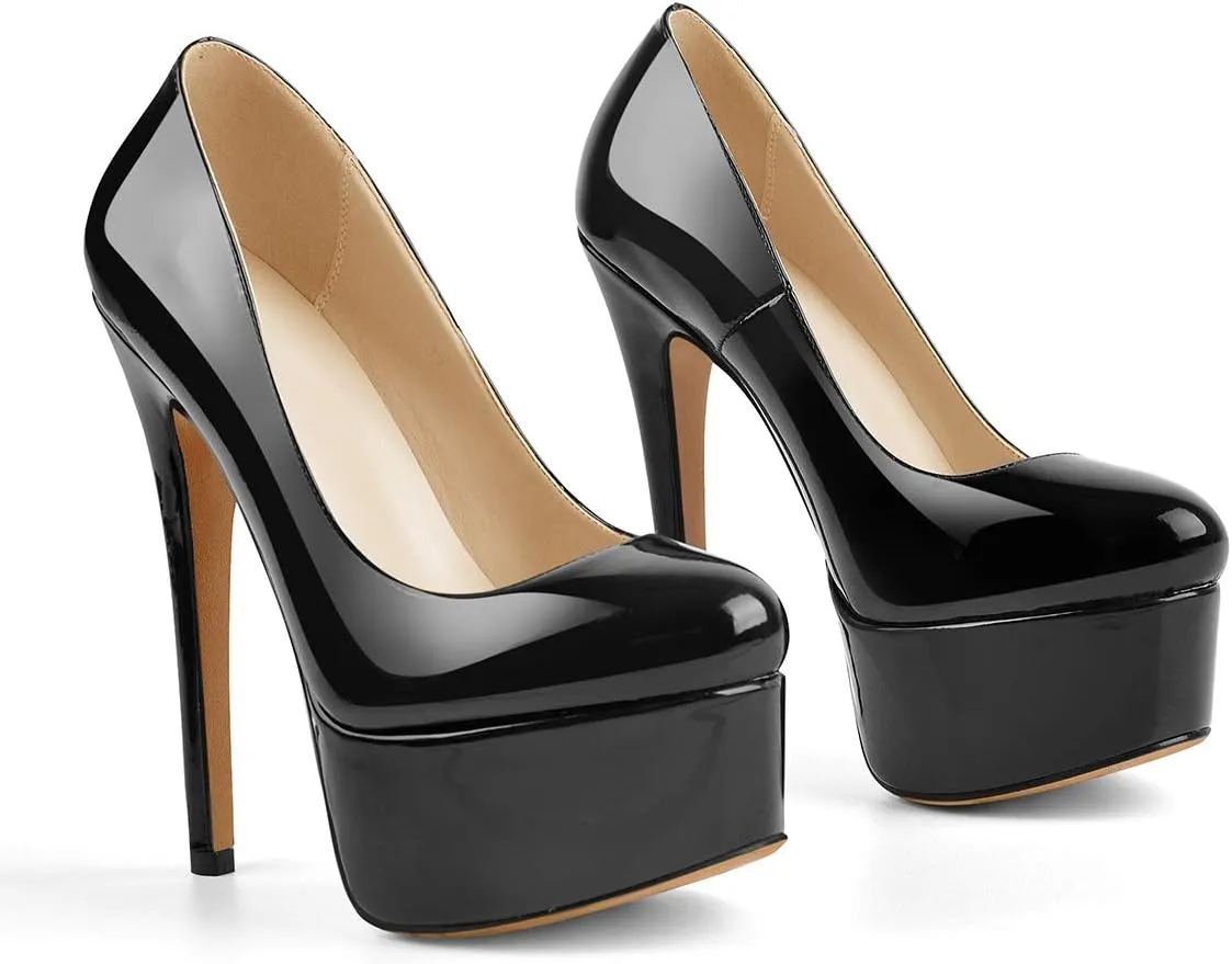 VERISSON Fashionable Slip-on High Heeled Platform Pumps Stiletto Court Shoes for Wedding Dress