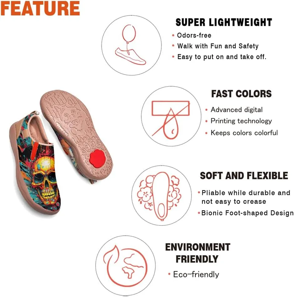 Walking Casual Loafers for Men Slip Ons Leather Shoes Lightweight Comfortable Art Painted Travel Sneaker