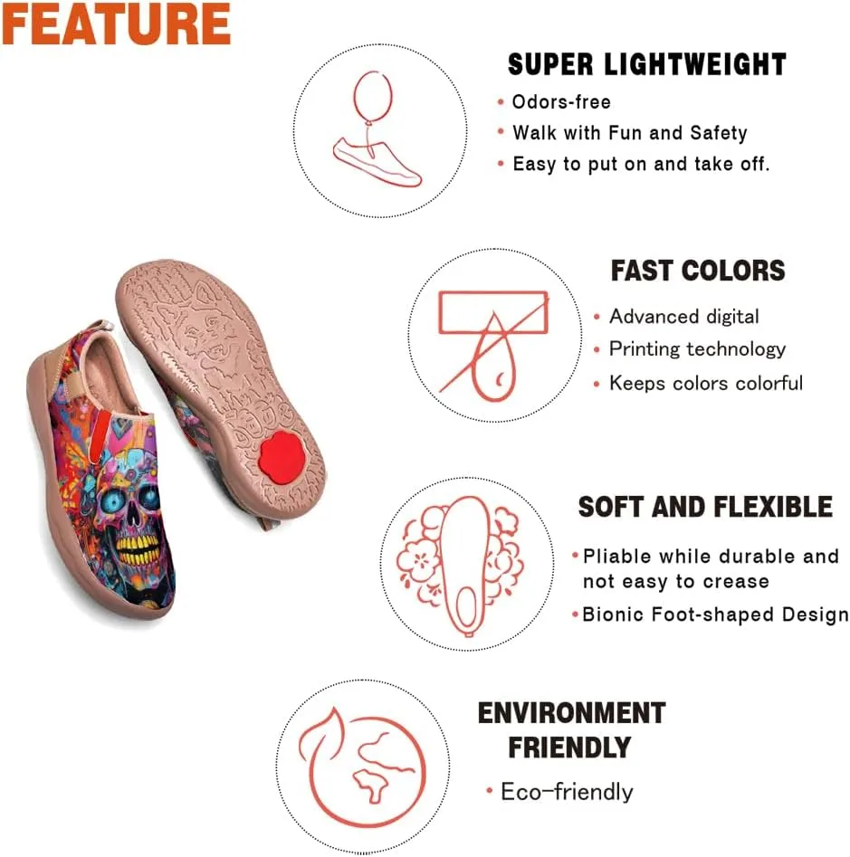 Walking Casual Loafers for Men Slip Ons Leather Shoes Lightweight Comfortable Art Painted Travel Sneaker