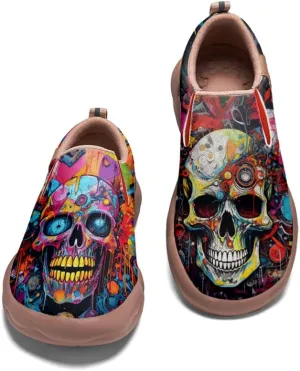 Walking Casual Loafers for Men Slip Ons Leather Shoes Lightweight Comfortable Art Painted Travel Sneaker