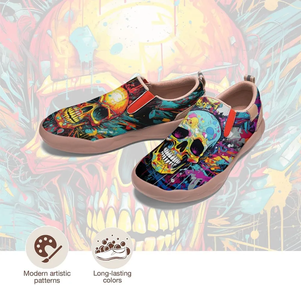 Walking Casual Loafers for Men Slip Ons Leather Shoes Lightweight Comfortable Art Painted Travel Sneaker