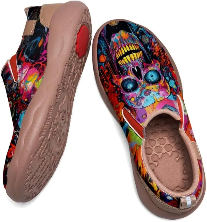 Walking Casual Loafers for Men Slip Ons Leather Shoes Lightweight Comfortable Art Painted Travel Sneaker