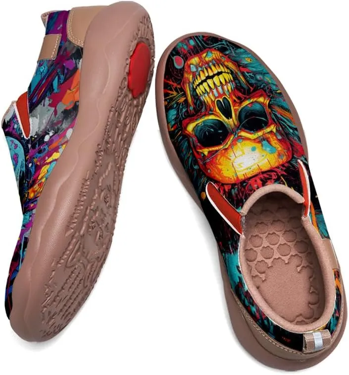 Walking Casual Loafers for Men Slip Ons Leather Shoes Lightweight Comfortable Art Painted Travel Sneaker