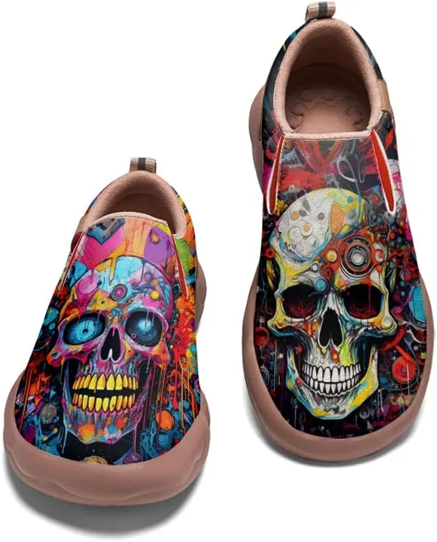 Walking Casual Loafers for Men Slip Ons Leather Shoes Lightweight Comfortable Art Painted Travel Sneaker