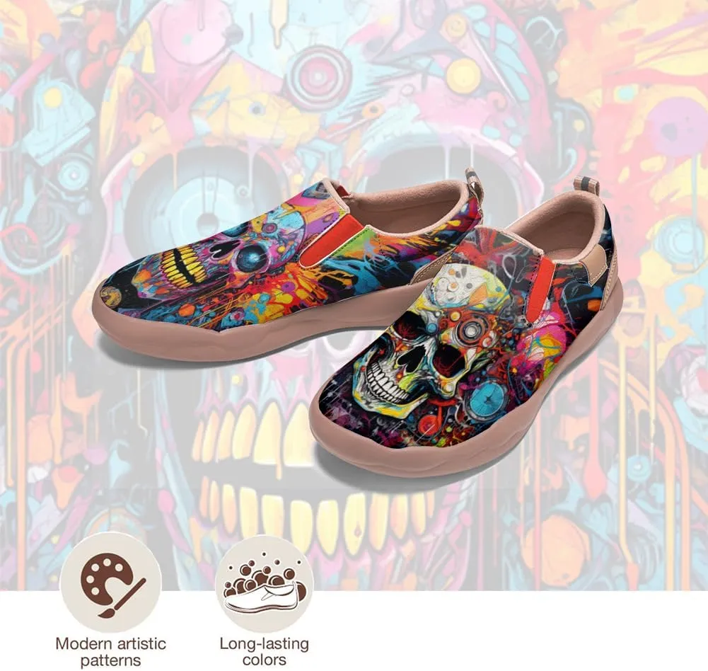 Walking Casual Loafers for Men Slip Ons Leather Shoes Lightweight Comfortable Art Painted Travel Sneaker