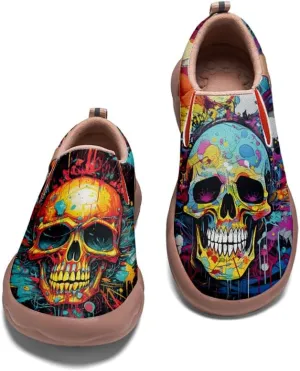 Walking Casual Loafers for Men Slip Ons Leather Shoes Lightweight Comfortable Art Painted Travel Sneaker