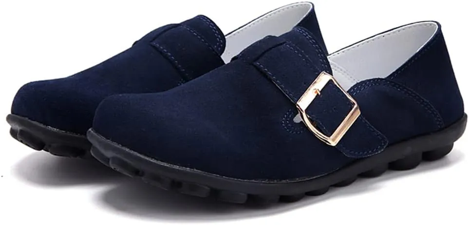 WERWAES Women's Round Toe Loafer Flat Ladies Comfortable Faux Suede Driving Moccasins Work Shoes Cute Loafers Slip On Dancing Flat