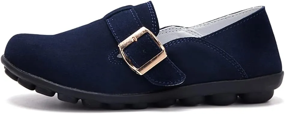 WERWAES Women's Round Toe Loafer Flat Ladies Comfortable Faux Suede Driving Moccasins Work Shoes Cute Loafers Slip On Dancing Flat