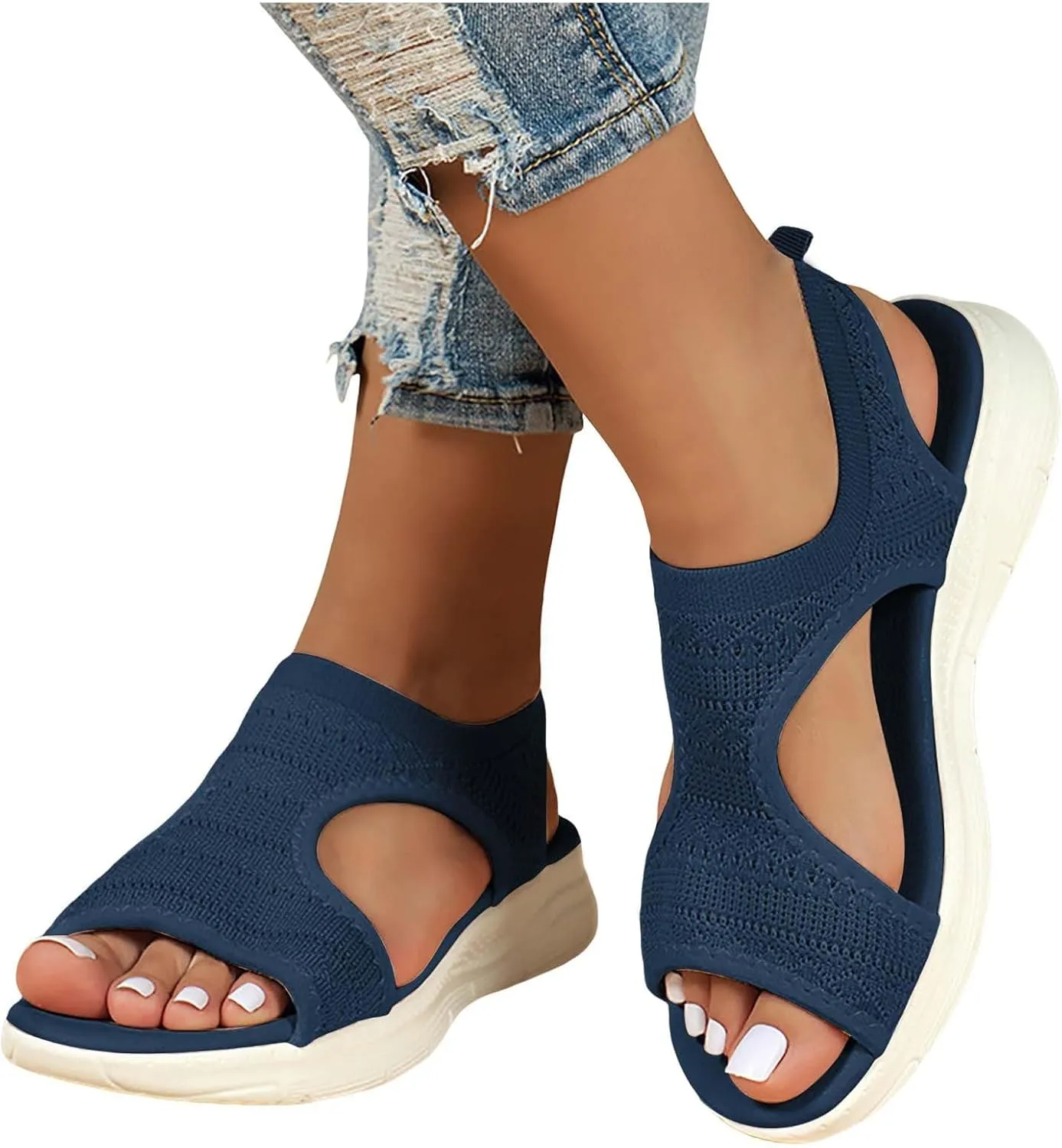 Wide Width Orthopedic Sandals for Women with Arch Support Ladies Summer Wedge Shoes Walking Platform Casual Outdoor Sandals Comfy Washable Slide Sport Open Toe Memory Foam Shoes