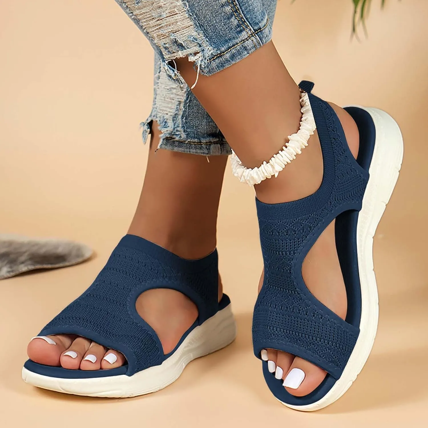 Wide Width Orthopedic Sandals for Women with Arch Support Ladies Summer Wedge Shoes Walking Platform Casual Outdoor Sandals Comfy Washable Slide Sport Open Toe Memory Foam Shoes